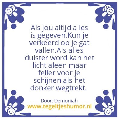 Tegeltje: Demoniah weet het altijd beter