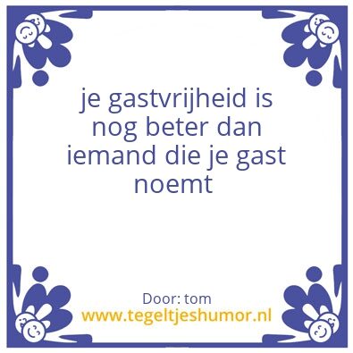 Tegeltje: gastvrijheid