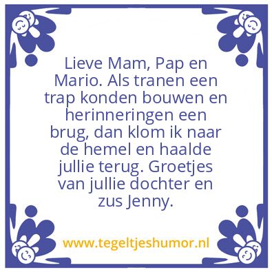 Tegeltje: De hemel.
