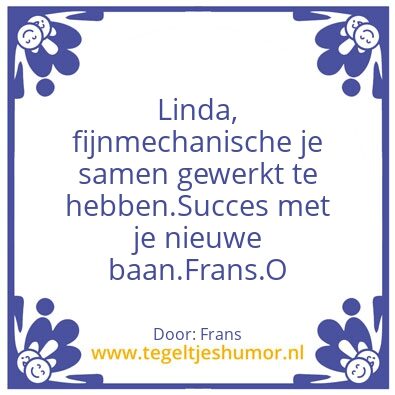 Tegeltje: Linda