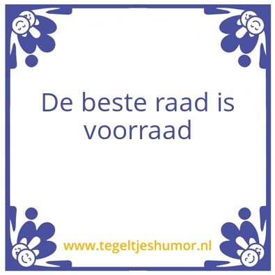 Tegeltje: voorraad