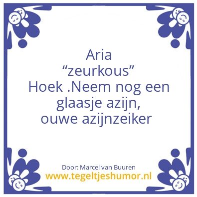 Tegeltje: Aria Hoek