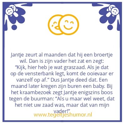 Tegeltje: Jantje zeurt om een broertje
