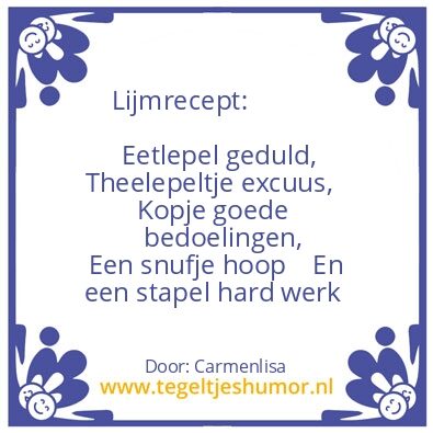 Tegeltje: lijm Recept
