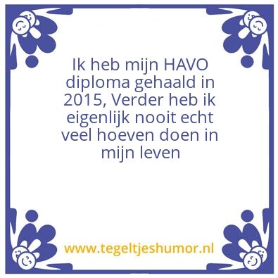 Tegeltje: Havo
