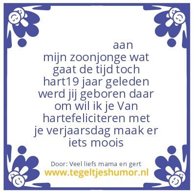 Tegeltje: mijn zoon