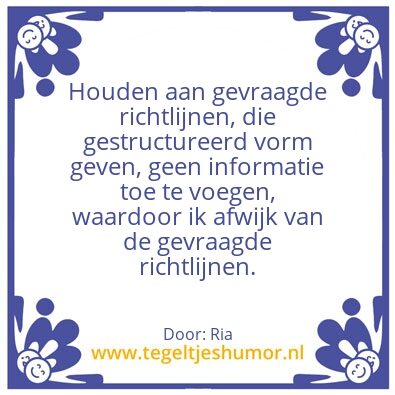 Tegeltje: Ik