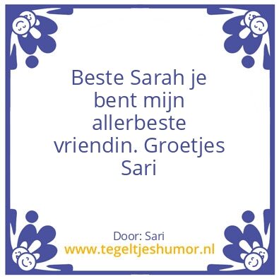 Tegeltje: Sarah