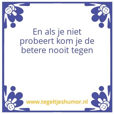 Tegeltje: En als je niet probeert kom je