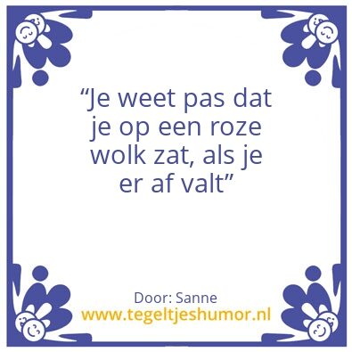 Tegeltje: Roze wolk