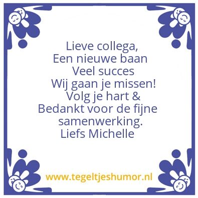 Tegeltje: collega