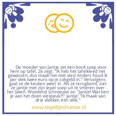 Tegeltje: Soep eten met Jantje