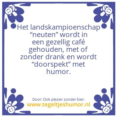 Tegeltje: â€œNeutenâ€.