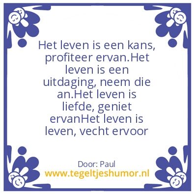 Tegeltje: Het leven