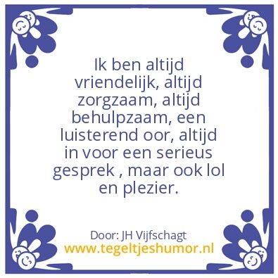 Tegeltje: Ik ben ….