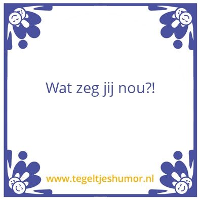 Tegeltje: Wat zeg jij nou?!