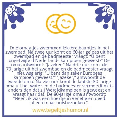 Tegeltje: Baantjes zwemmen