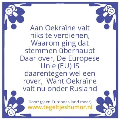 Tegeltje: OekraÃ¯ne is geen Europees lan