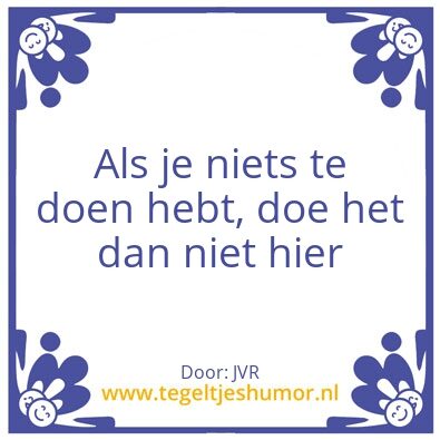 Tegeltje: Werkvloer