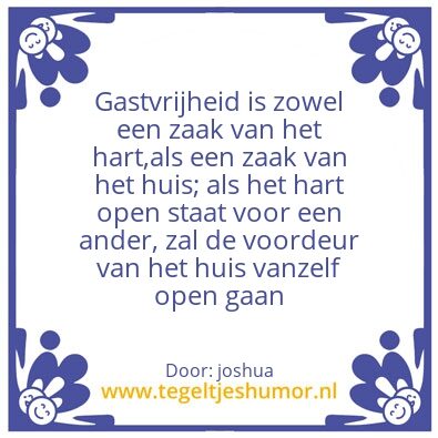 Tegeltje: gastvrijheid