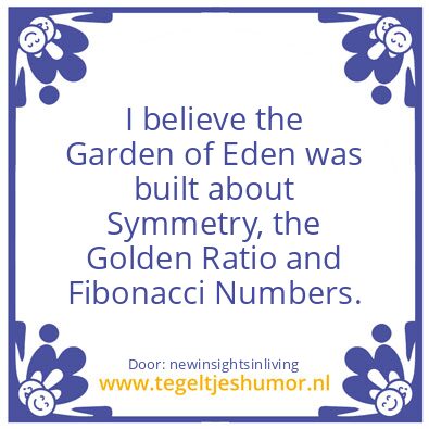 Tegeltje: Garden of Eden.