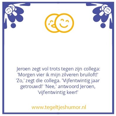 Tegeltje: Zilveren bruiloft