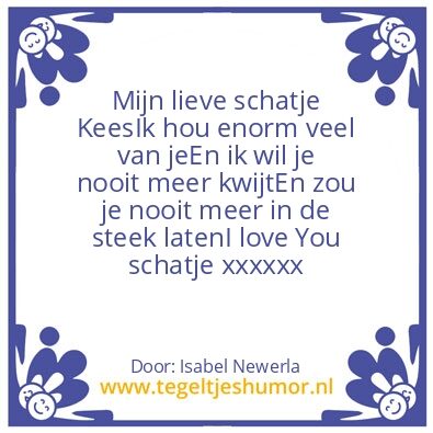 Tegeltje: Mijn schatje