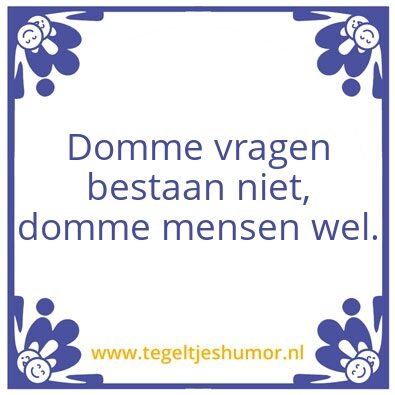 Tegeltje: domme vragen