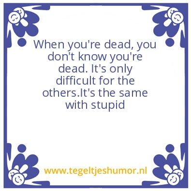 Tegeltje: Stupid
