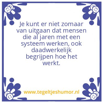 Tegeltje: Systeem werkt