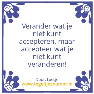 Tegeltje: Veranderen of accepteren