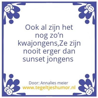 Tegeltje: Sunset jongens