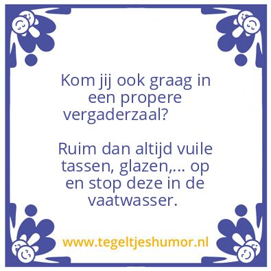 Tegeltje: Opruimen vergaderzaal