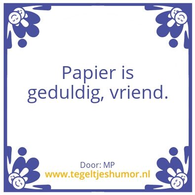 Tegeltje: Papier hier