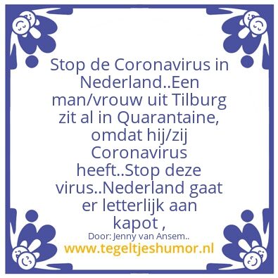 Tegeltje: Coronavirus