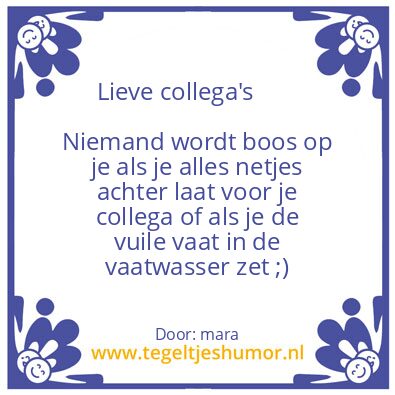 Tegeltje: Opruimen