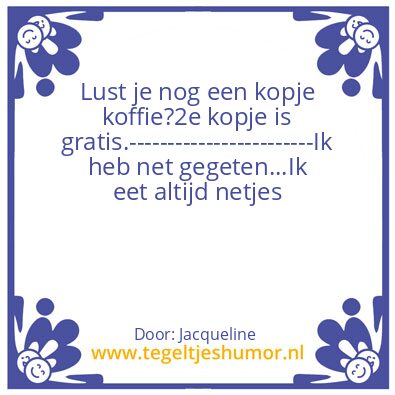 Tegeltje: Eten en drinken