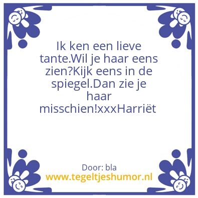 Tegeltje: tante
