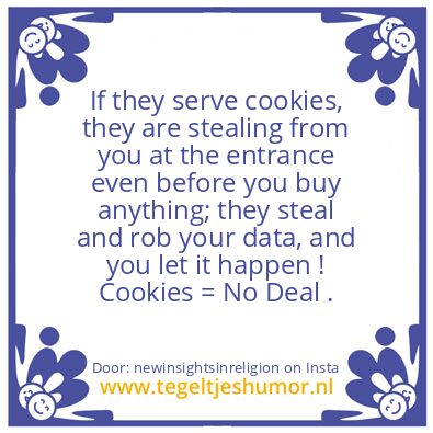 Tegeltje: Cookies = No Deal.