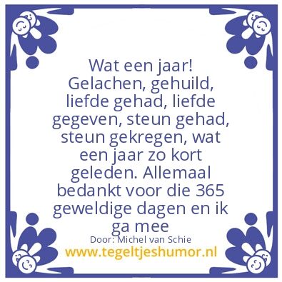 Tegeltje: Wat een jaar!