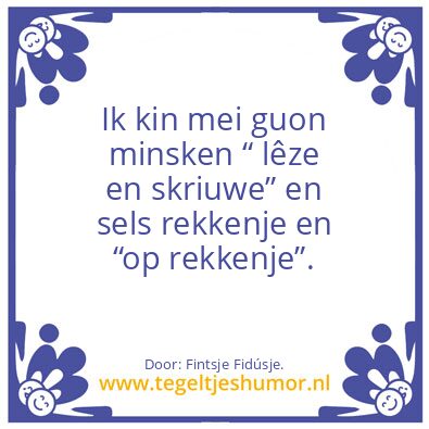 Tegeltje: Ik kin mei …