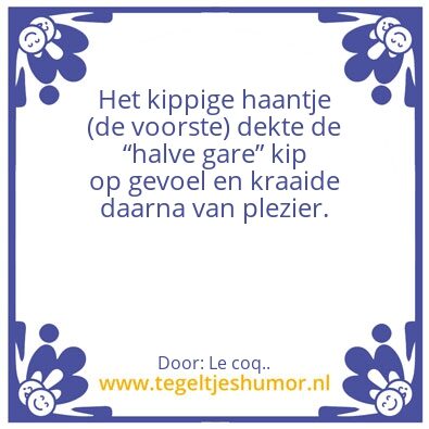 Tegeltje: De kippige haan.
