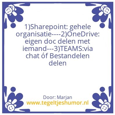 Tegeltje: Wanneer welk bestand delen
