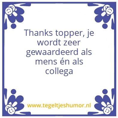 Tegeltje: Thanks topper