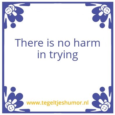 Tegeltje: There is no harm in trying