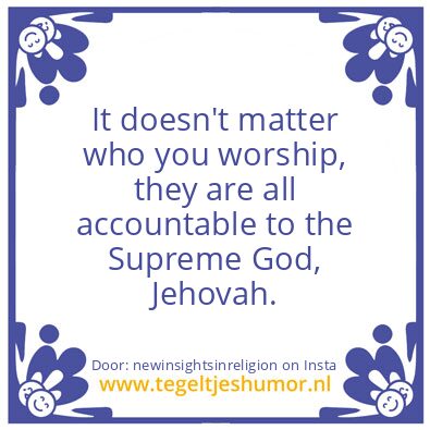 Tegeltje: The Supreme God, Jehovah.