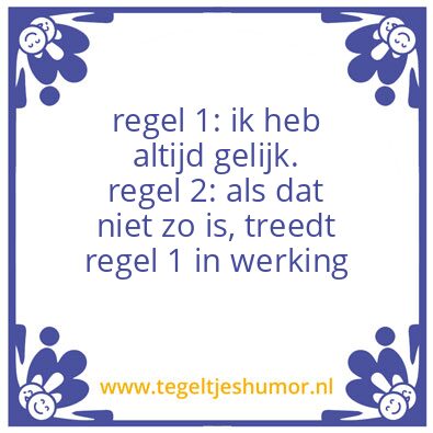 Tegeltje: gelijk