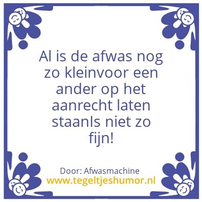 Tegeltje: Afwas op aanrecht