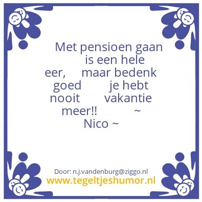 Tegeltje: Pensioen