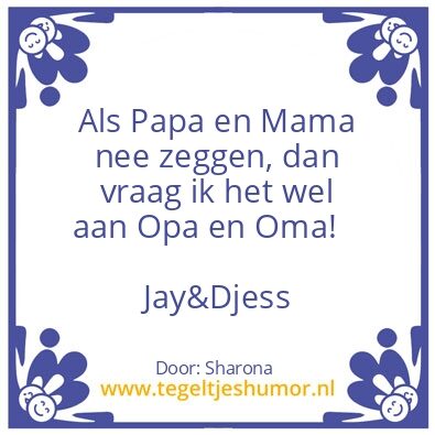 Tegeltje: Voor opa en oma